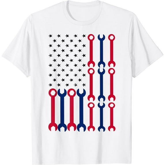 Mechanic Tools American Flag Labor Day Patriotic Men Women T-Shirt