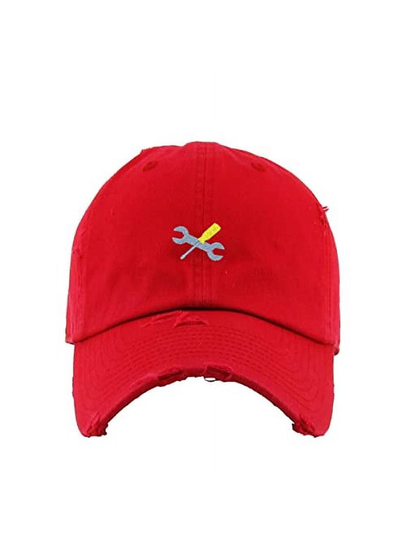 Mechanic Tools Symbol Vintage Baseball Cap Embroidered Cotton Adjustable Distressed Dad Hat