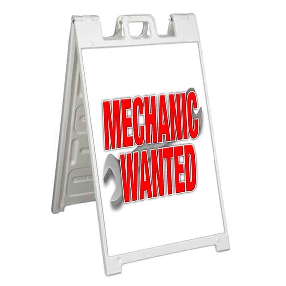 Mechanic Wanted (24" X 36") Standard A-Frame Signicade, Includes Decal Applied To Stand