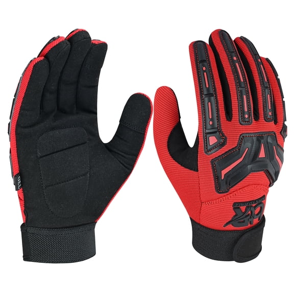 Mechanic Work Gloves Touchscreen Welding Power Tools Construction Heavy Duty Safety Work Gloves Red-S