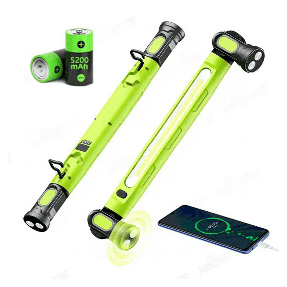 Mechanic Work Light3000 Lumens Rechargeable Work Light,5200mAh Rechargeable LED Light Bar, Portable Cordless Underhood Magnetic Work Lights with Hooks, Tough & Built for Every Job (Green)XX