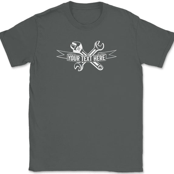 Mechanic Your Text Here Custom T-Shirt Personalized Car Truck Tee - Charcoal, 3XL