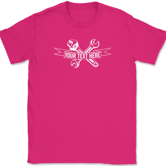Mechanic Your Text Here Custom T-Shirt Personalized Car Truck Tee - Pink, 4XL