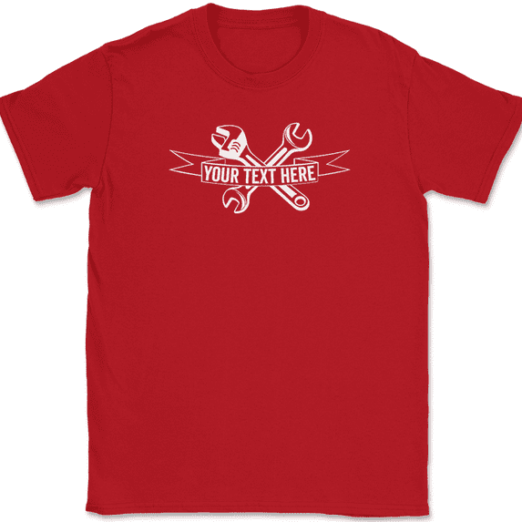 Mechanic Your Text Here Custom T-Shirt Personalized Car Truck Tee - Red, L