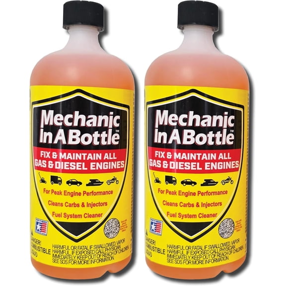 Mechanic in A Bottle for Gas & Diesel Fuel Systems 24 oz bottle 2 PACK Fuel System Cleaner & Stabilizer for Peak Engine Performance