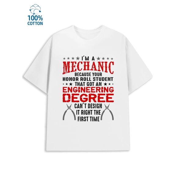 Mechanic's Pride men mechanical 180G 100% Cotton white cute funny Classic Unisex Shirt Graphic Tee tshirts Retro Unisex Shirt Crewneck tshirts Classic Unisex Shirt Graphic tshirts