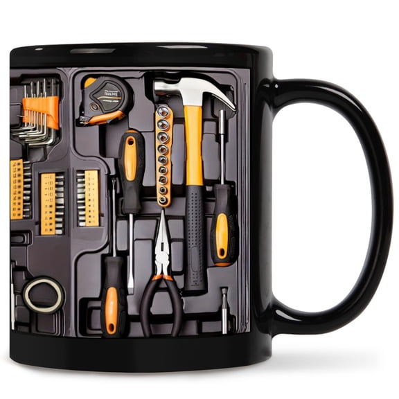 Mechanic's Toolbox Mug, Print Ceramic Coffee Cup for Husband, Dad, Father, Birthday, Mechanics