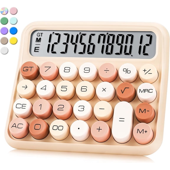 Mechanical 12 Digit Desk with Extra Large 5" LCD Display, Big Easy-Press Buttons, 15 Tilted Screen, Office & School Desktop