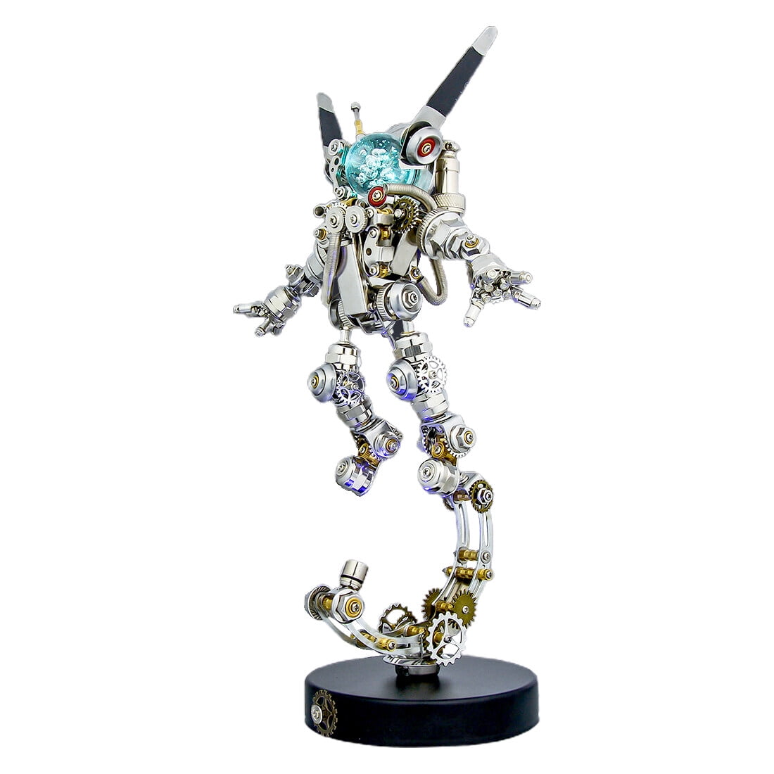 Mechanical Aerospace Rabbit 3D Metal Puzzle Kit | 500PCS DIY Model with LED Lights & Display Stand | Sci-Fi Collectible for Home Office Decor