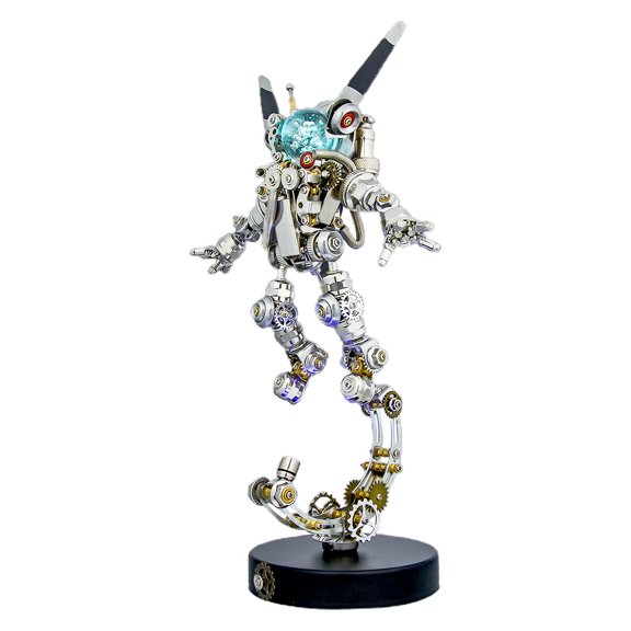 Mechanical Aerospace Rabbit 3D Metal Puzzle Kit | 500PCS DIY Model with LED Lights & Display Stand | Sci-Fi Collectible for Home Office Decor
