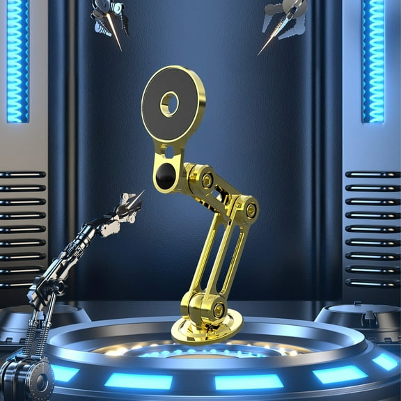 Mechanical Arm Vehicle Mounted Tablet Holder | Universal Alloy Adjustable Support Bracket for Phone & Tablet, Multi-Angle, Stable CNC Metal Stand, 2.95"x2.20"x1.57", Silver/Rose Gold/Gold