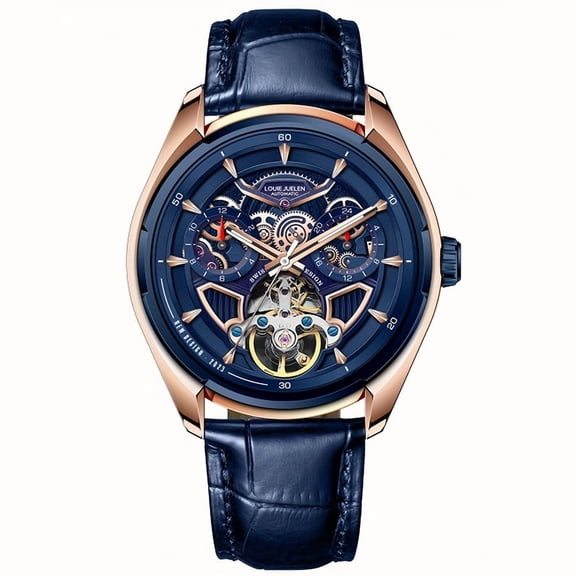 Mechanical Automatic Watch, Men Business Mature Waterproof Watch, With Leather Strap