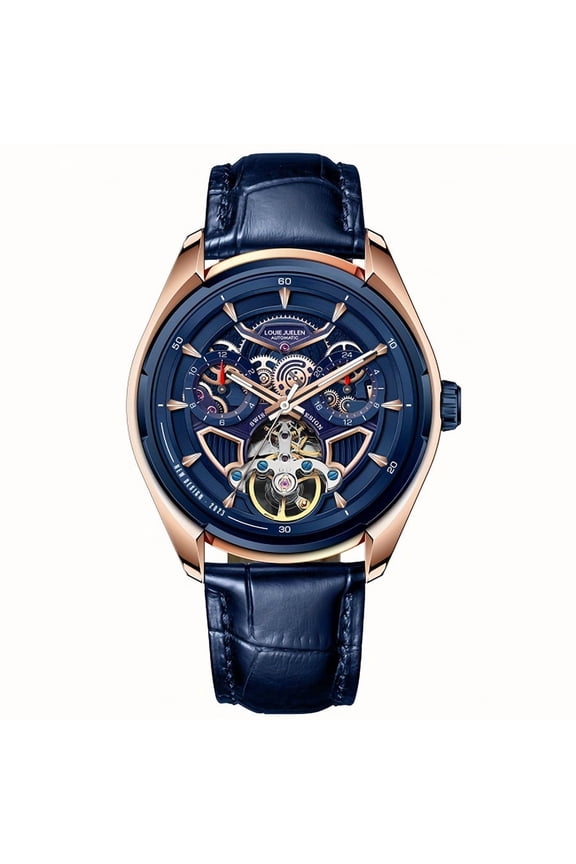 Mechanical Automatic Watch, Men Business Mature Waterproof Watch, With Leather Strap