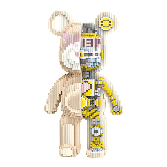 Mechanical Bear Building Blocks Set, Cute Bear Decor with Storage Drawer , Gift for Birthdays, Decorative Home Office Table Centerpiece Decor