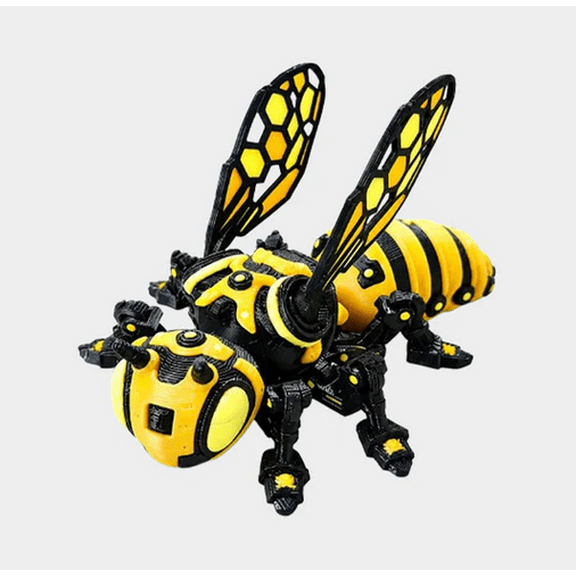 Mechanical Bee Figurine, Sci-Fi Mech Insect Display Model with Articulated Wings and Legs, 3D Printed Robotic Bee Desktop Decoration for Collectors and Gadget Fans
