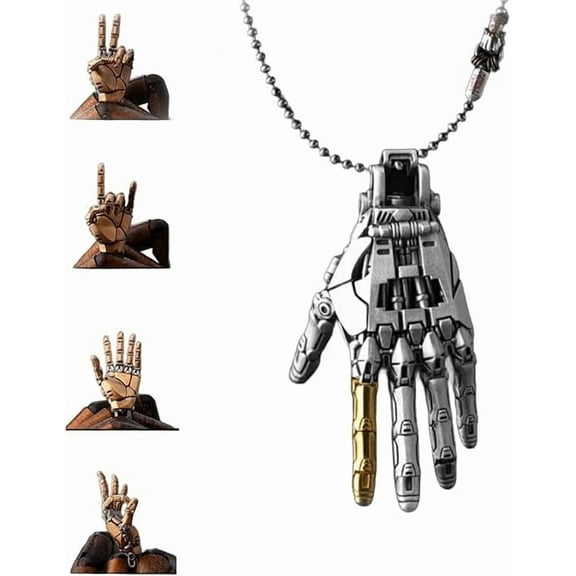 Bionic Robot Hand Necklace Pendant, Mechanical Steampunk Jewelry with Movable Fingers, Cyberpunk Gift for Men Women Y2K Lovers