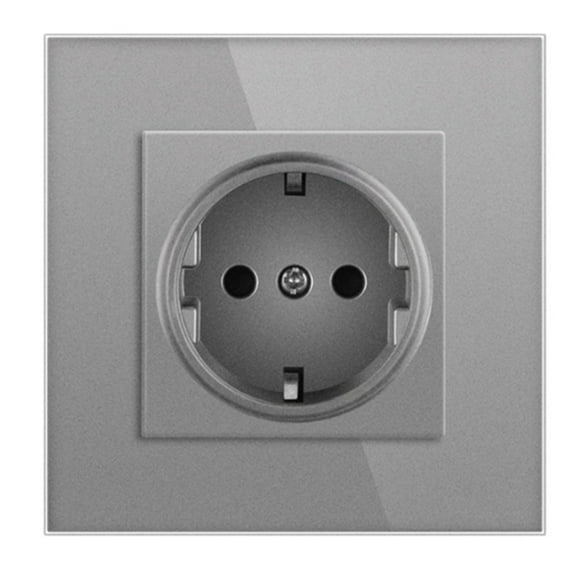 Mechanical Button Switch 1/2Gang 1Way Light Switch Wall Electrical Socket TV CAT6 Socket Glass Panel Switch,1pcs Switch,Black