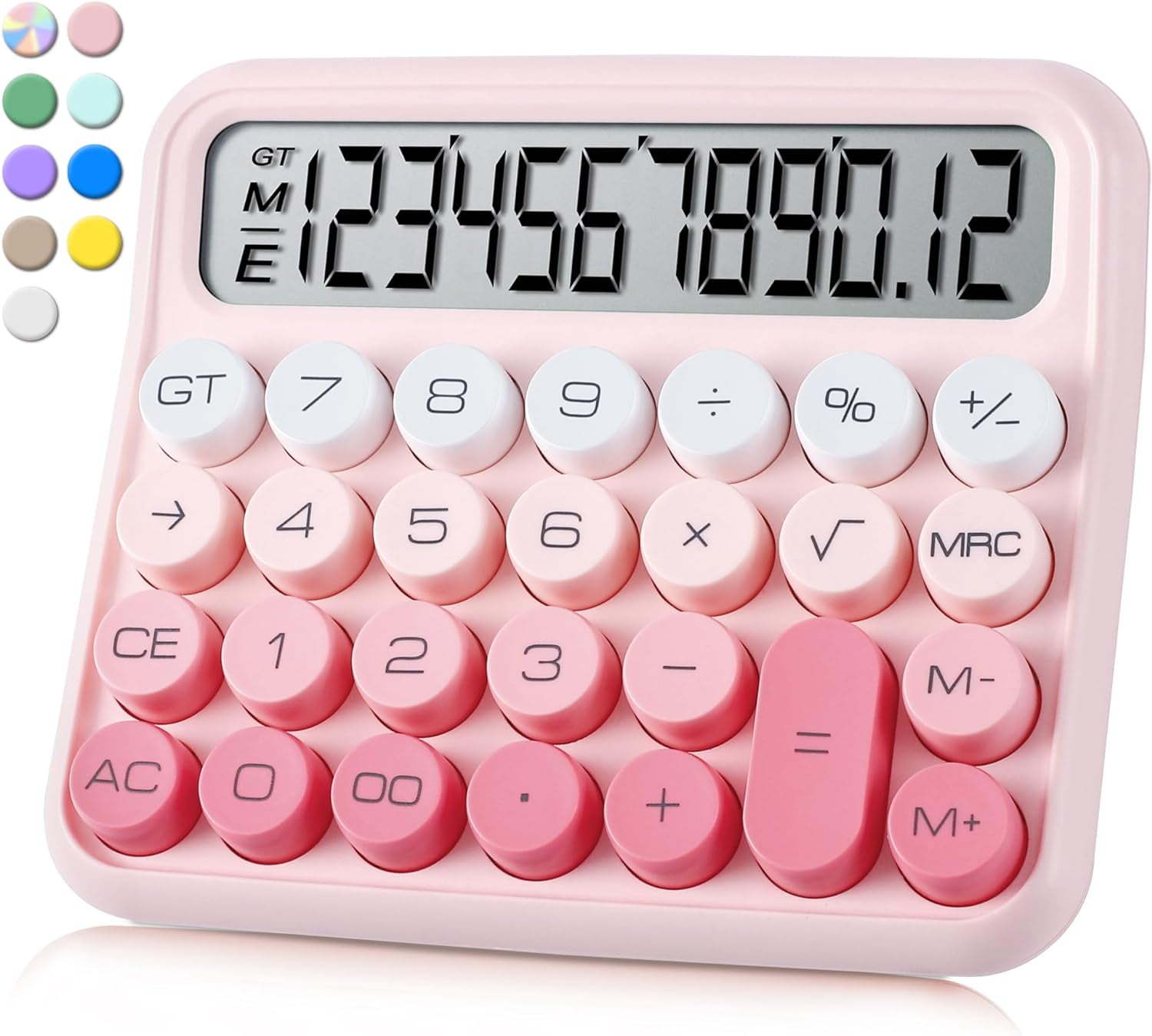 Mechanical Calculator 12 Digit Desk with Extra Large 5" LCD Display, Big Easy-Press Buttons, 15° Tilted Screen, Office & School Desktop