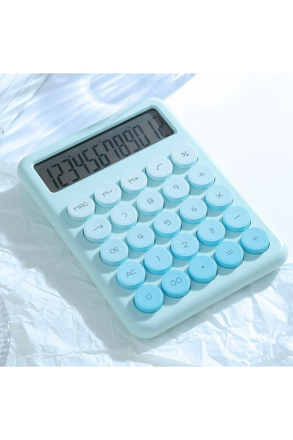 Mechanical Calculator 12 Digit Extra Large 4-Inch LCD Display, Cute Desktop Calculator, General Purpose, Big Buttons Easy to Press， Battery Desk Calculator for Kids Students Office, Home, School