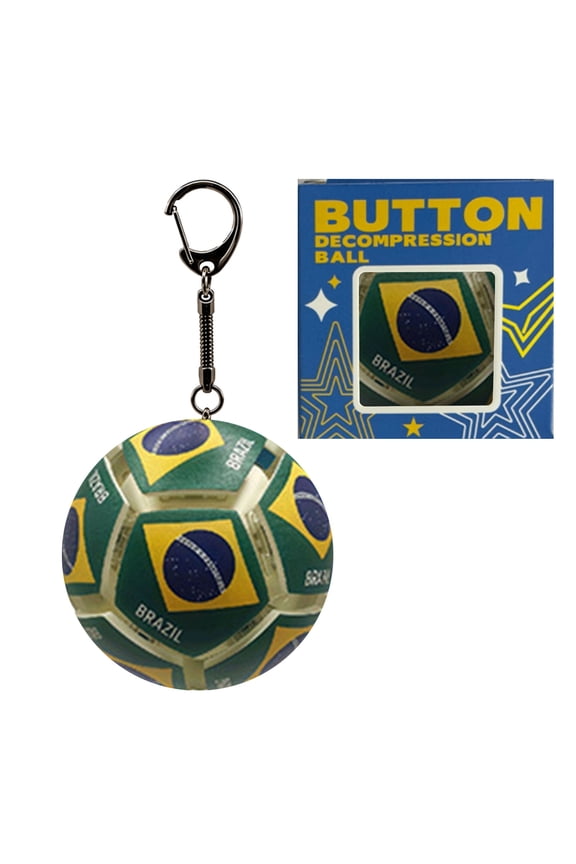 Match Day Party Favors Fidget Soccer Ball Keychain with Mechanical Clickers Portable Stress Relief Button Toy for Soccer Fans (Brazil)