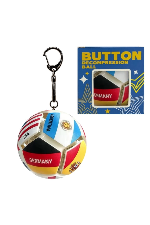 Portable Fidget Soccer Ball Keychain Mechanical Clickers Stress Relief Button Toy for Soccer Fans Match Day Party Sensory Tool (Multicolor)