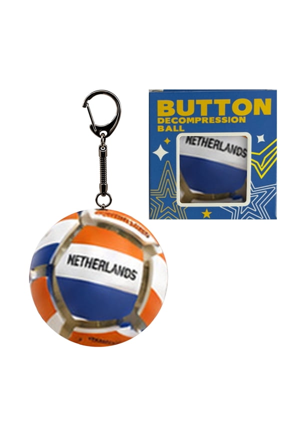 Match Day Party Favors Fidget Soccer Ball Keychain with Mechanical Clickers Portable Stress Relief Button Toy for Soccer Fans (Netherlands)