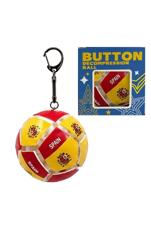 Mechanical Clickers Fidget Soccer Ball Keychain Portable Stress Relief Button Toy for Soccer Fans Match Day Party Sensory Tool (Spain)