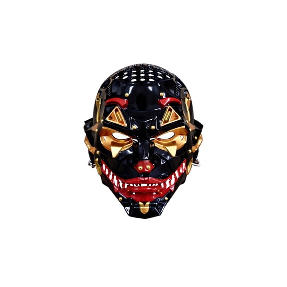 Mechanical Cyberpunk Demon Mask Black Gold Red Scary Full Face Mask Halloween Cosplay Costume Accessory