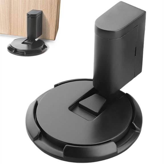 Mechanical Door Stopper, Topboutique Heavy Duty Windproof No Drill Door Catch Holder with Adhesive Pads & Screws,Adjustable Keep Door Open Doorstop for Home, Office, Dorm (1 Pack, Black)