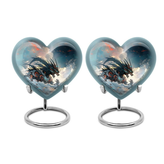 Mechanical Dragon Mini Urns For Human Ashes Keepsake - Urns For Human Ashes Adult Female Mom - Heart Urn For Ashes - Urn For Human Ashes Adult Male - Urn For Heart Cremation Ashes (Size - 3inch, Pcs2)