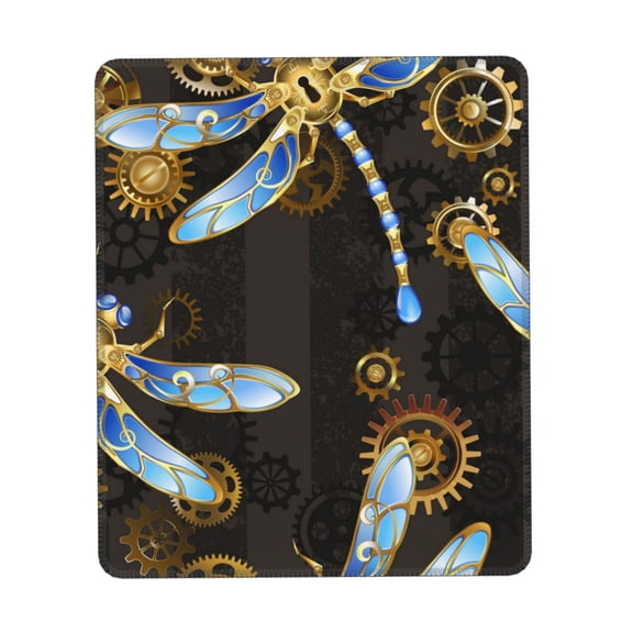 Mechanical Dragonflies Gold Steampunk Gaming Mouse Pad 7 x 8.6 in Rectangle Computer Mousepad Mat Non-Slip Rubber Base for Office Laptop PC