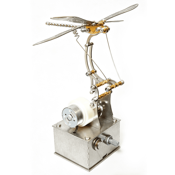 Mechanical Dragonfly Metal Model With Flapping Wings Dynamic Motion Display Home Decor Desk Ornament 3D Assembly Insect Model for Adults Hobbyists- Finished Version
