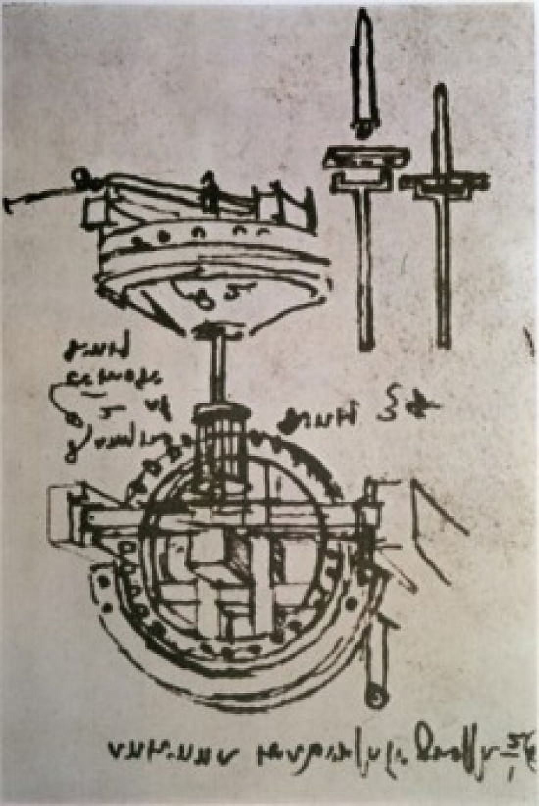Mechanical Drawings #3 Leonardo da Vinci 1452-1519 Florentine Canvas Art - Leonardo da Vinci (24 x 36)