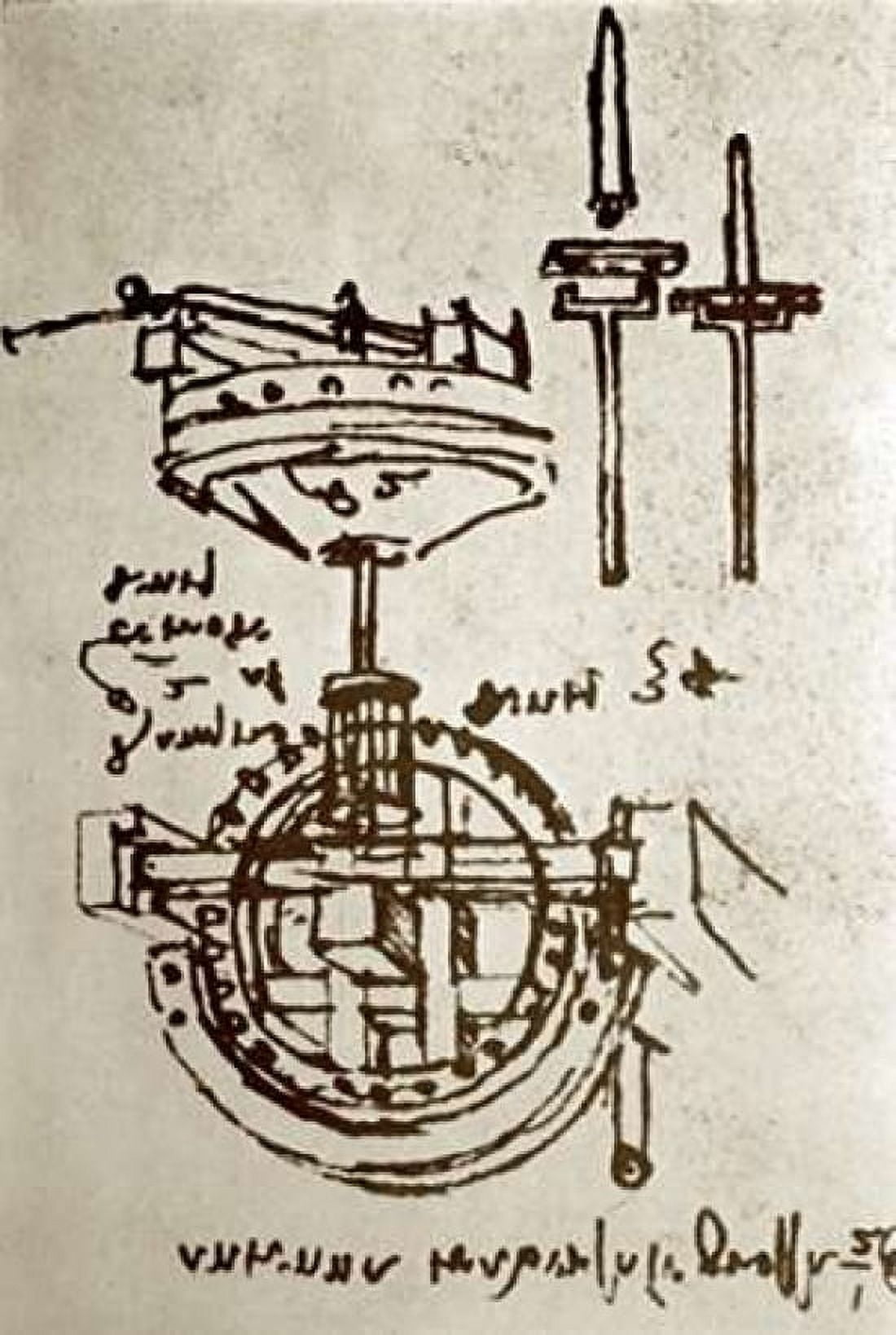 Mechanical Drawings No 3 Canvas Art - Leonardo Da Vinci (24 x 36)
