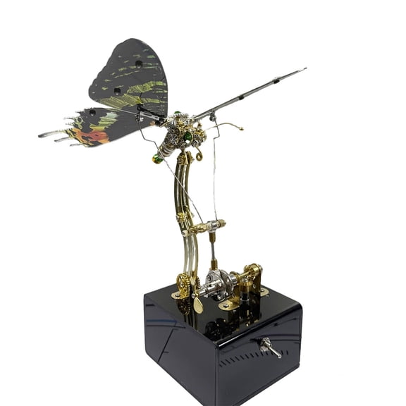 Mechanical Dynamic Butterfly Music Box Model Kit, 3D Metal Puzzle with Over 300 PCS, DIY Assembly Craft, USB-C Charging, Elegant Home Decor Sculpture - Green