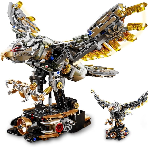 Mechanical Eagle Building Set with Light, Compatible with Lego for Adult, Rotatable Eagle Building Blocks (1168 PCS)