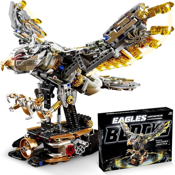 Mechanical Eagle Building Set with Lights 1168PCS Rotatable Animal Model, STEM Building Blocks Toy, Gift for Adults Teens Boys Girls Age 12+