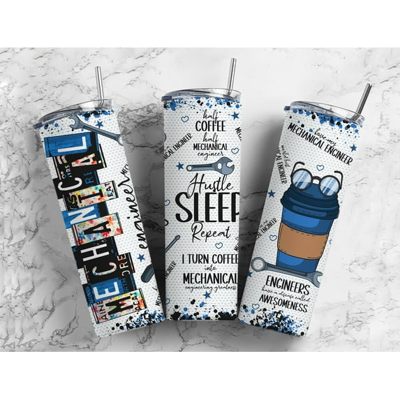 Mechanical Engineer 20 Oz Skinny Metal Tumbler w/Lid and Straw