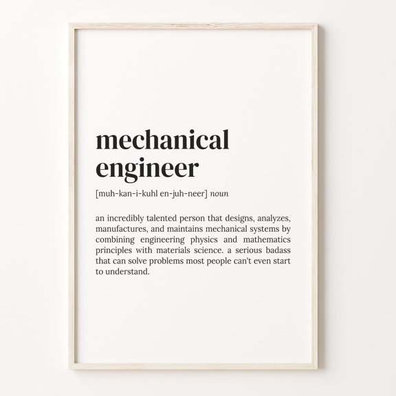 Mechanical Engineer Definition Quote Poster Unframed Paper Print