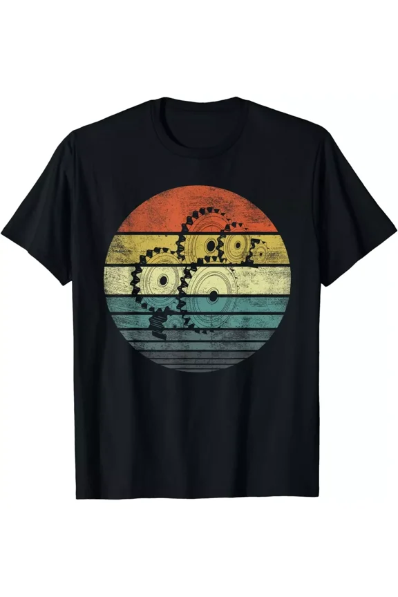 Mechanical Engineer Funny Retro Cogs Engineering Gear Gift Unisex T-shirt S-5XL