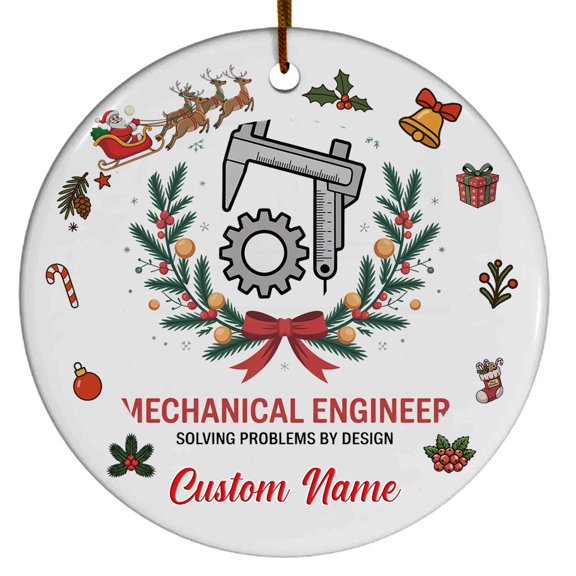Mechanical Engineer Ornament  Holiday Ornament Gift with Custom Text for Family, Friends, Colleagues, Christmas 2025 Tree Keepsake