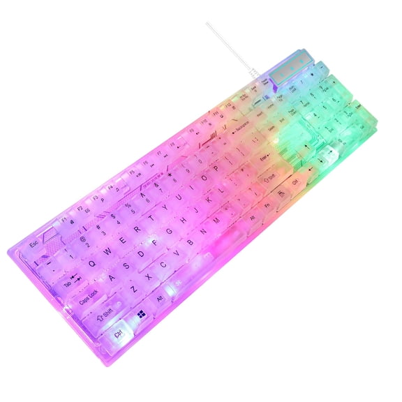 Mechanical Feel 104Key Transparents RGBs Gaming Keyboards USB Cord Adjustable Backlight Floating Keycaps Waterproof Dustproof