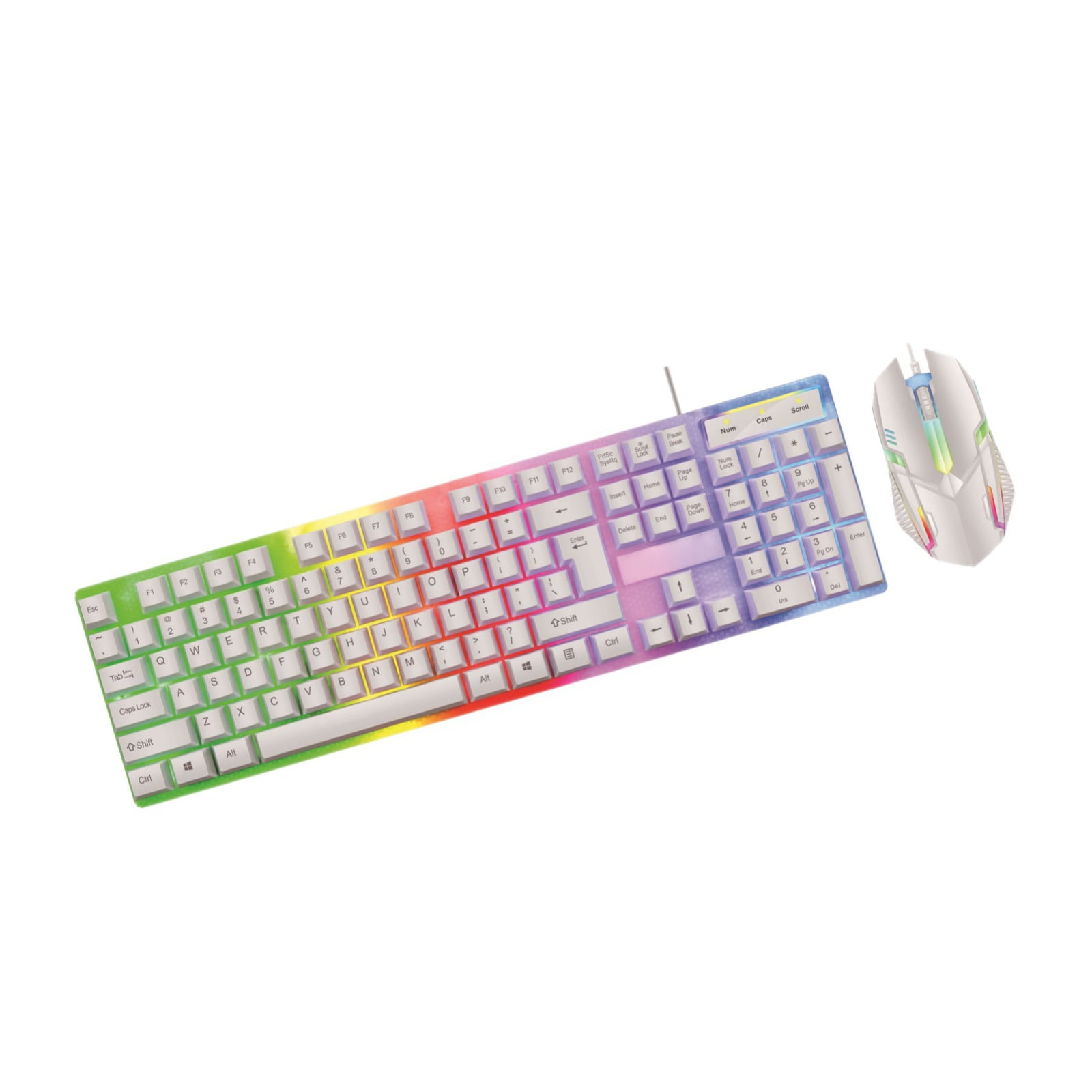 Mechanical Feel Waterproof Keyboards Set 104Key RGBs Backlit Suspended Keycaps USB Cord For Office And Gaming