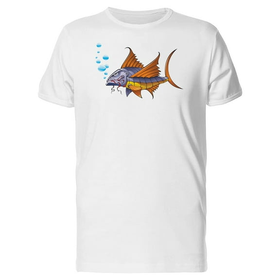 Mechanical Fish Cartoon T-Shirt Men -Image by Shutterstock, Male 4X-Large