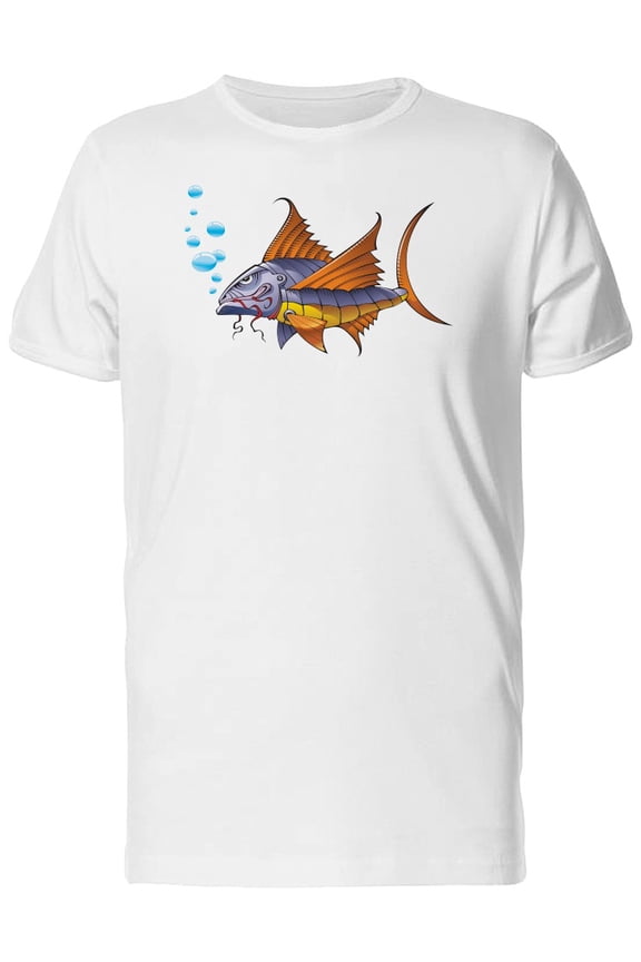 Mechanical Fish Cartoon T-Shirt Men -Image by Shutterstock, Male 4X-Large