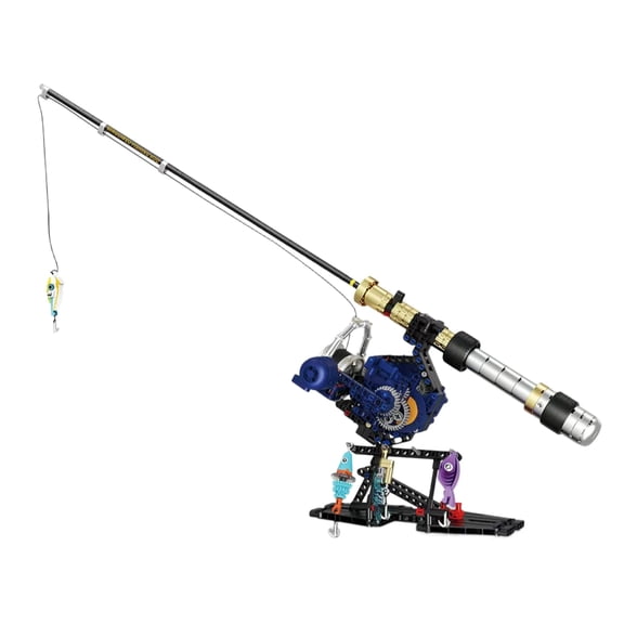 Mechanical Fishing Rod Model Building Block, Creative Birthday Gift, Home Office Table Centerpiece