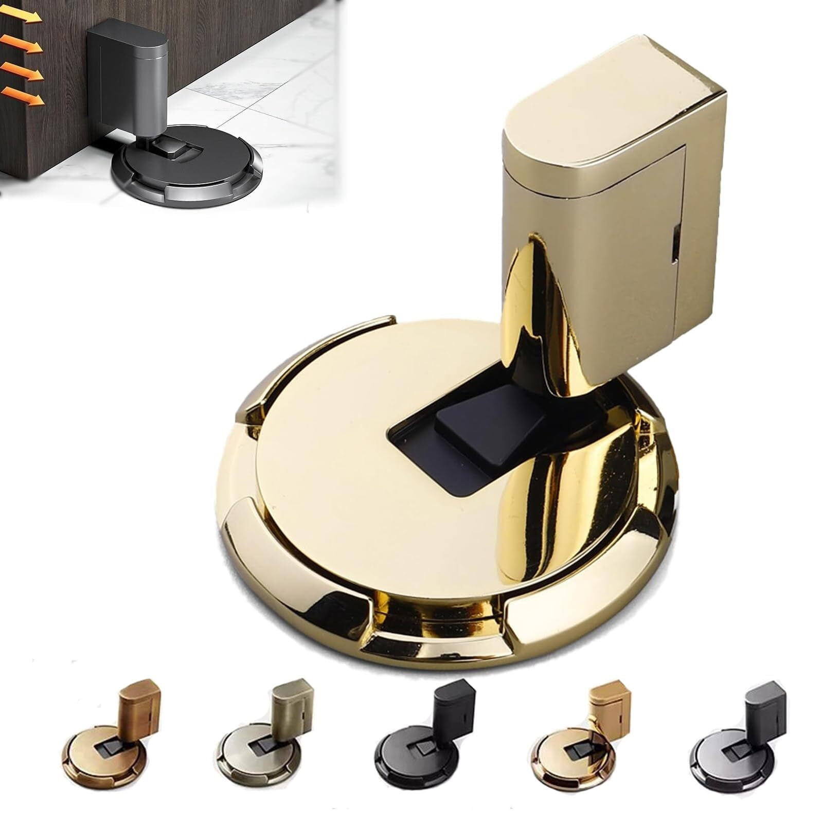 Mechanical Floor Door Stopper - Invisible Mechanical Door Stop - 2024 New Punch-Free Mechanical Silent Floor Door Stop,Adjustable Height Door Holder for Within 3/4 Inch High Door Gaps (B)