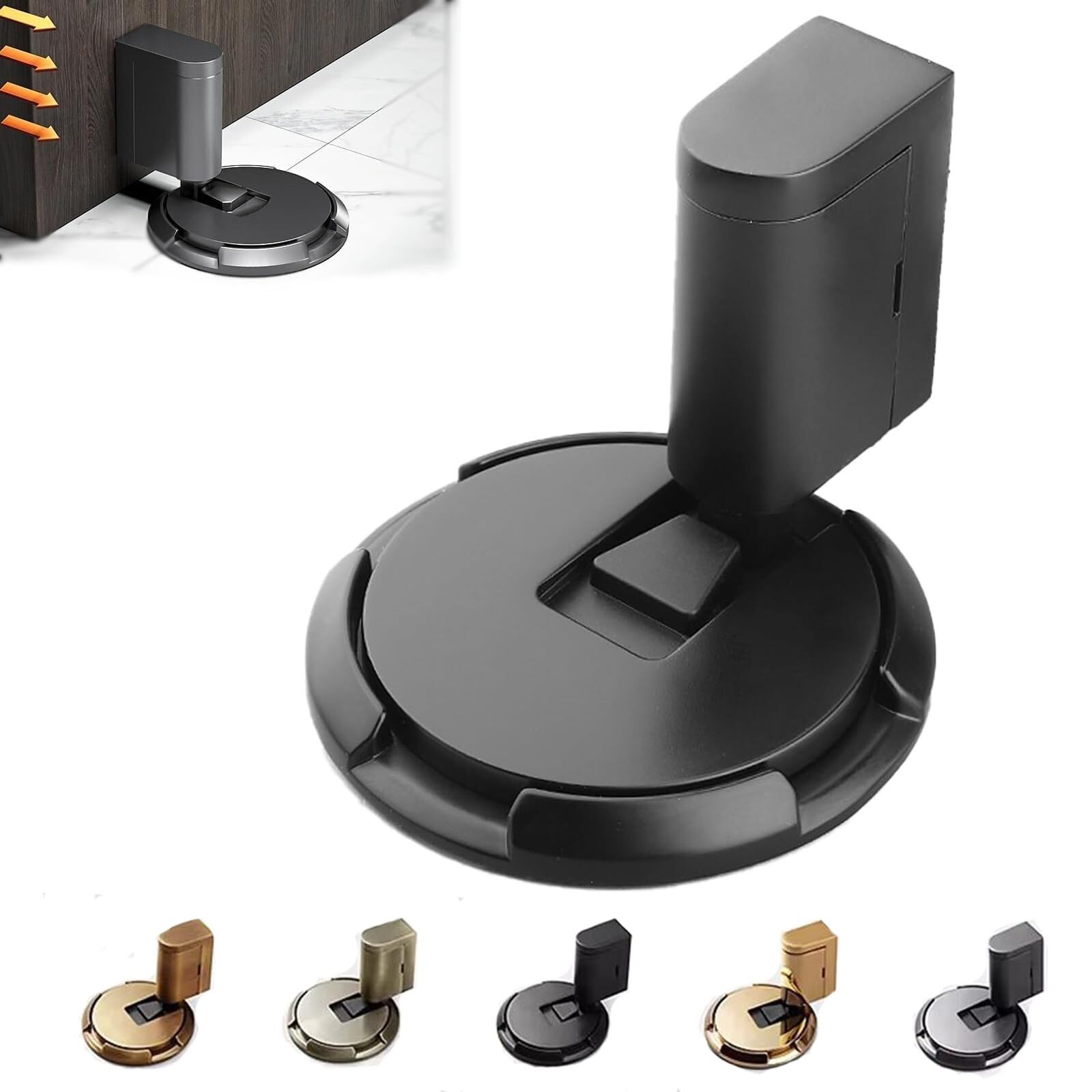 Mechanical Floor Door Stopper - Invisible Mechanical Door Stop - 2024 New Punch-Free Mechanical Silent Floor Door Stop,Adjustable Height Door Holder for Within 3/4 Inch High Door Gaps (B)