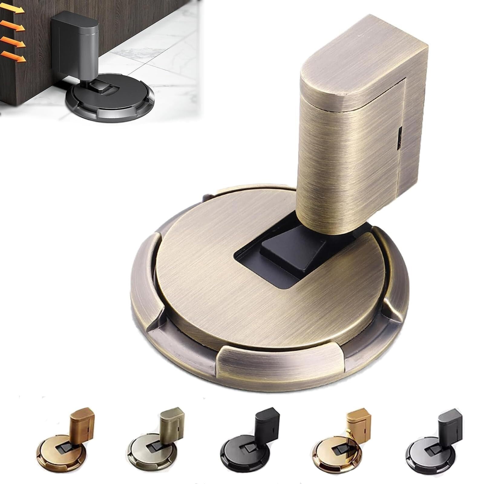 Mechanical Floor Door Stopper - Invisible Mechanical Door Stop - 2024 New Punch-Free Mechanical Silent Floor Door Stop,Adjustable Height Door Holder for Within 3/4 Inch High Door Gaps (B)