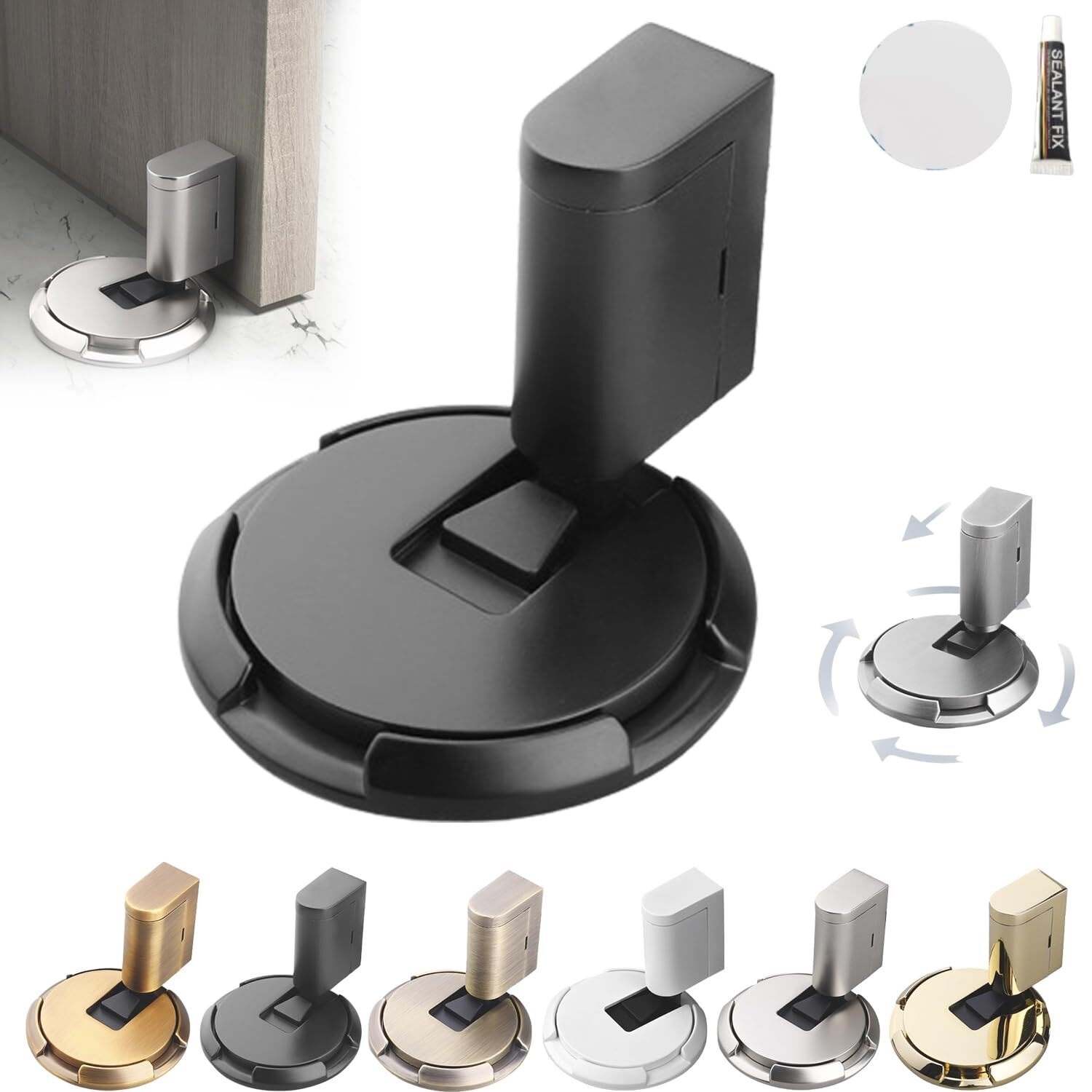 Mechanical Floor Door Stopper,Magnetic Door Stopper for Bottom of Door,Invisible Punch-Free Mechanical Silent Floor Door Stop,Windproof Door Stopper Indoor Heavy Duty Floor Door Stop (Brown)